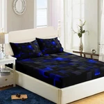 Nttopship Size Geometric Blue Black Microfiber Fitted Sheet Queen,. Fixed Price $58.52.