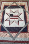 Hand Stitched Red, White & Blue Patchwork Quilt Americana Flag Star 83" 64". Fixed Price $68.00.