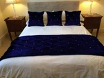 4 Pc Velvet Bed Runner Set Crystal Quilted Stone With Cushion Covers. Fixed Price $88.99.
