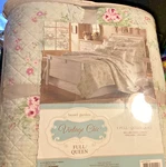 Vtg. Chic Full/queen Quilt 2 Shams Laurel Garden Pale Aqua, Pink Flowers New P6. Fixed Price $140.00.