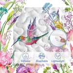 Colorful Bird Flower Design 1 Quilt And 2 Pillowcases For Home Bedroom Decor. Fixed Price $46.99.