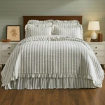 Finders Keepers Stripe Ruffled Cotton Country Cottage Quilted Bed Collection. Fixed Price $159.95.