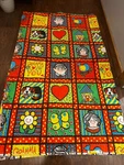 Vintage 70S "gramma Loves You" Multicolor Quilted Throw Blanket Twin Vibrant & F. Fixed Price $99.00.