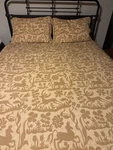 Vintage Cotton Double Bedspread Set W/2 Pillow Shams Floral Gold Pattern Full/qu. Fixed Price $65.20.