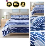 Blue Wave 2-PIECE Quilt Set Twin Size With 1 Sham, Coastal Beach House Bedd.... Fixed Price $93.58.