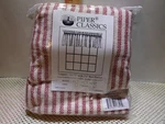 Piper Classics Tab Curtain Valance Red White Rustic Ticking Stripe 16" X 72" New. Fixed Price $17.99.