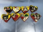 Vnt Catzilla Heart-shaped Ornaments Mini Pillows By Candace Reiter Set Of 8. Fixed Price $28.00.
