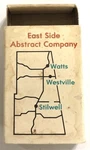 Vintage Empty Matchbook Box Cover - East Side Abstract Company Stilwell,. Fixed Price $10.00.