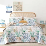 Coastal Quilt Set Size Nautical Beach QUEEN(90"X96") Green. Fixed Price $64.99.