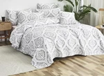 Tache Ogee Damask Heather Gray White Quilt Set Cal King - With Defect. Fixed Price $58.49.