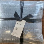 West Elm European Flax Linen Cotton Pick Stitch Full Queen Quilt Indigo Blue New. Fixed Price $139.99.