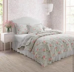 Laura Ashley Melany Pink/gry Tw Quilt/sham Set Vp Web Basic. Fixed Price $49.99.