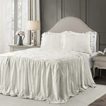 Lush Decor Ravello Pintuck Ruffle Skirt Bedspread Set - Luxe 3 King, White. Fixed Price $177.64.