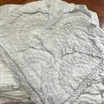 Anthropologie Rivulets Tufted Full Quilt Set Grey Ruched Ruffles. Fixed Price $245.10.
