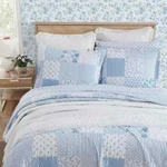 New! Cozy Beach House Coral Coastal Chic Patchwork Light Blue White Quilt Set. Fixed Price $168.32.