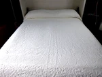 Vtg Crown Crafts Matelasse Bedspread White Medallion Fringed King Made Usa. Fixed Price $84.00.