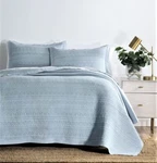 Ugg Queen Coverlet Set Quilted Bohemian 3-PC Venecia Blue Grey Ocean Mist Cotton. Fixed Price $149.00.