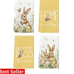 Rabbit Butterfly Bunny Eggs Bless Sweet Home Easter Spring Kitchen Towels Dis.... Fixed Price $34.19.