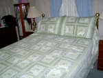 Queen/king Log Cabin Cotton Quilt Bedspread + Shams -97 Wide X 109 Long. Fixed Price $121.50.