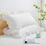 Shabby Off White Ruffle Pillow Shams Standard Size Set 2, Washed Cotton Fa.... Fixed Price $39.38.
