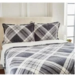 Berkshire Plaid Velvet Soft Bonded Dobby Coverlet Set - Twin Grey. Fixed Price $25.00.