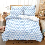 3D Blue White Triangle Pattern Quilt Cover Bedding Sets Pillowcases Queen. Fixed Price $78.64.