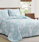 Tommy Bahama Laguna Beach Twin Quilt & Sham Set Turquoise Blue - 2 Available Euc. Fixed Price $49.85.