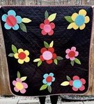 Chenille Cotton Posy Flowers Baby Quilt Black Polka Dots Cottage Core Home Decor. Fixed Price $150.00.