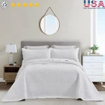 Oversized King Bedspread Soft Cotton Quilt Set W/ Scalloped Edge Shams New. Fixed Price $178.08.