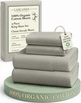Lane Linen 100% Organic Cotton Sheet Set, 4PC King, 06: Silver. Fixed Price $74.11.