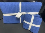 Pottery Barn Pick-stitch Bed Quilt Cotton Linen King & 1 Sham Capri Blue New. Fixed Price $215.99.