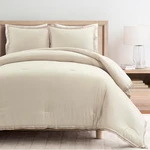 Hampton King Comforter Set - Neutral & Copper, Embroidered Trim, 3 Piece. Fixed Price $60.99.