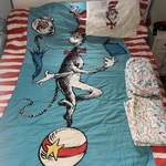 Dr. Seuss The Cat In Hat Comforter & Sheet Set With Pillow Case. Fixed Price $40.00.