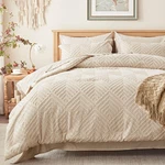 Zzlpp Queen Comforter Set 7 Pieces, Beige Bed In Bag Size, Tufted Boh.... Fixed Price $59.91.