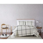 Truly Soft Kurt Windowpane Ivory And Black Polyester 3-PIECE Full/queen Quilt.... Fixed Price $95.21.