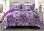 Etwel King Quilt 3PC Bedding Set Cotton Oversize Comforter Floragrid Purple. Fixed Price $45.00.