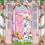 Aibiin Happy Easter Door Cover Bunny Front Proch Sign Banner Spring East.... Fixed Price $14.44.