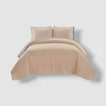 Lush Decor Pink/gray Soft Stripe Solid Reversible Quilt 3PC Set, Full/queen. Fixed Price $64.80.