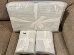 New Pottery Barn Pick-stitch Handcrafted Full/queen Quilt & Shams, Blue Frost. Fixed Price $269.95.