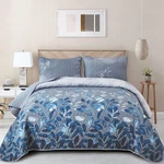 Wongs Bedding Blue Quilt Set King SIZE,3 Pieces Navy Floral Bedspread Cover. Fixed Price $50.62.