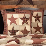 Abilene Star Quilted Euro Sham 26X26 Country Western Dark Brown Burgundy Tan Vhc. Fixed Price $29.95.