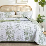 Green Floral Set Queen,botanical Leaf & Butterfly Pattern Bedspread. Fixed Price $60.24.