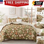 Floral Quilt King Size, Brown Bedding Set With Chic Vintage G.... Fixed Price $58.89.