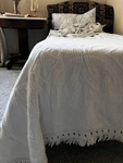 100% Cotton Metalasse Bedspread 80" By 108" Sky Blue With Fringe. Fixed Price $18.00.