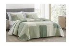 Chezmoi Collection Elm 3-PIECE Chic Patchwork Quilt Set Green Floral Stripe.... Fixed Price $87.04.