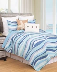 Sea Waves Blue Ocean 3-PIECE Full/queen Quilt Set Versatile Summer Nautical Coas. Fixed Price $93.99.
