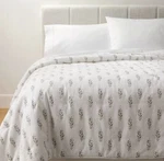King Lofty Cotton Slub Wood Block Floral Quilt White - Threshold Studio Mcgee. Fixed Price $145.00.