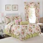 New Waverly Emma's Garden Floral 4PC King Quilt Set 2 Shams Bedskirt 100% Cotton. Fixed Price $149.99.