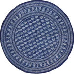 Homestead Block Print Round Tablecloth Indigo Blue Cotton Geometric Dabu Floral. Fixed Price $87.82.