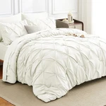 Himeet Pintuck Bed Bag, 7 Pieces Size Comforter Set King, Ivory. Fixed Price $64.35.